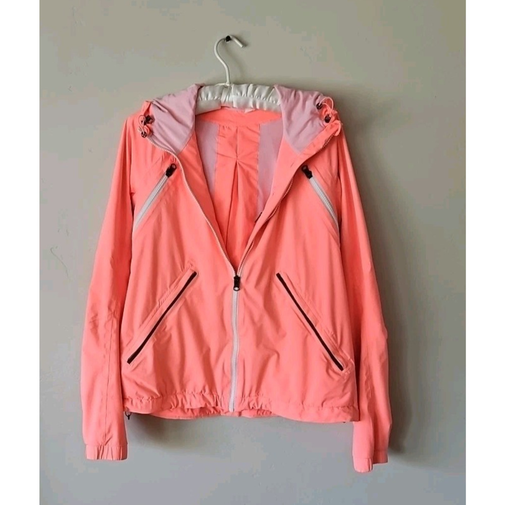Lululemon Run Rise & Shine Jacket Bleached Coral Waterproof, Hooded, Zip Sz L - Picture 2 of 8
